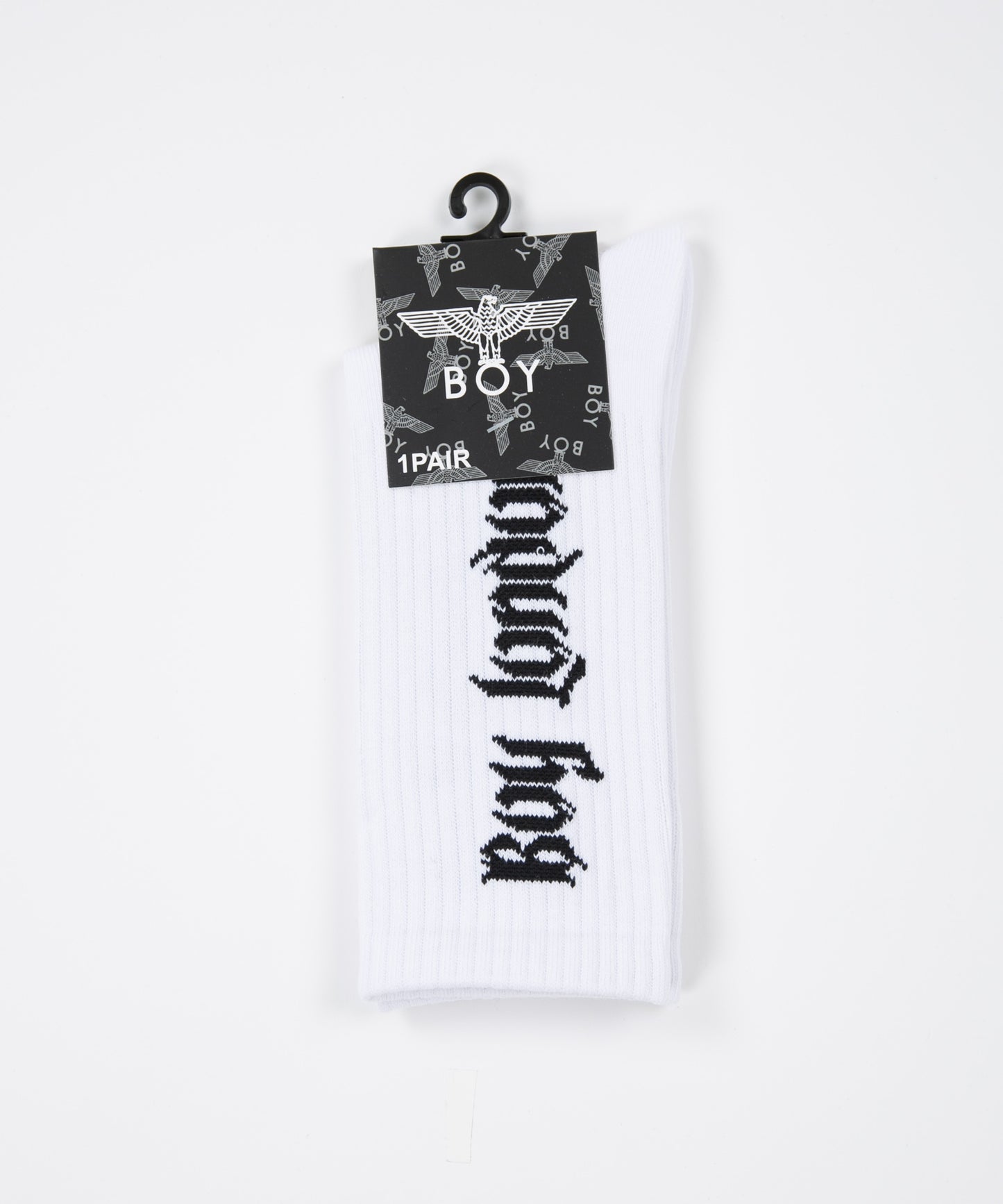 BOY LONDON LOGO RIB SOCKS WHITE【B223N8100301】