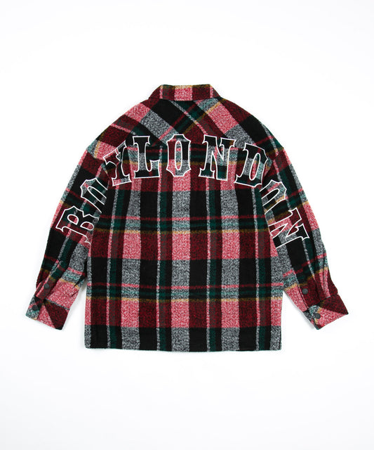 SHAGGY CHECK COACH JACKET RED【B224N2300704】
