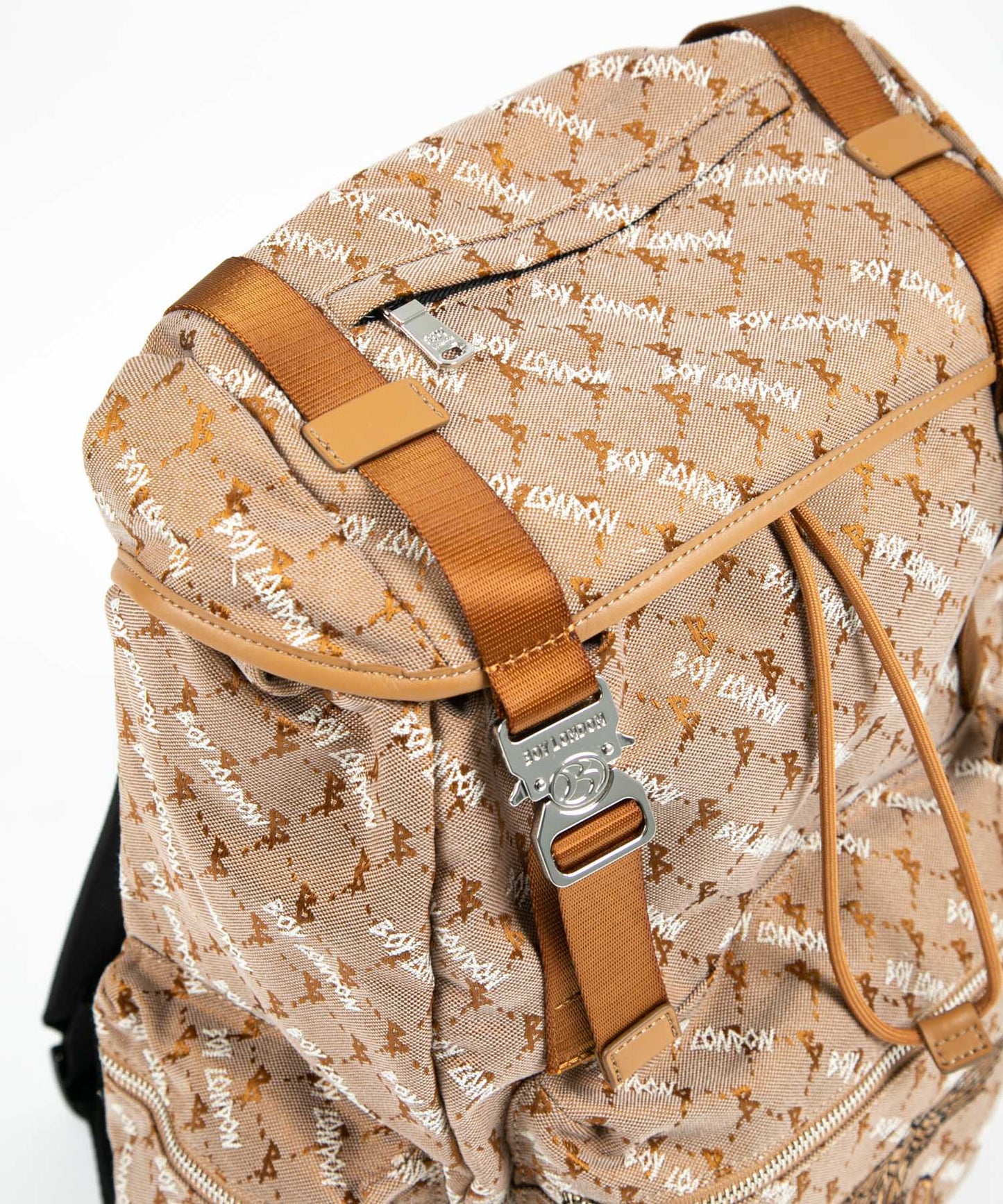 DOUBLE BUCKLE JACQUARD BACKPACK BROWN【B224N8501108】