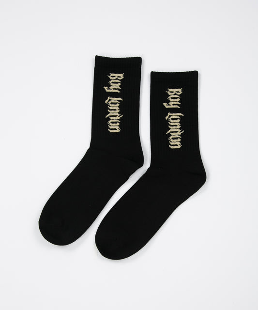 BOY LONDON LOGO RIB SOCKS BLACK【B223N8100302】