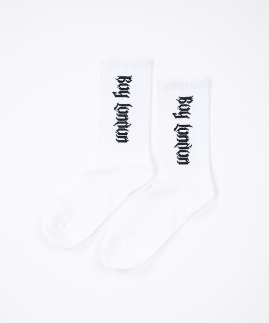 BOY LONDON LOGO RIB SOCKS WHITE【B223N8100301】