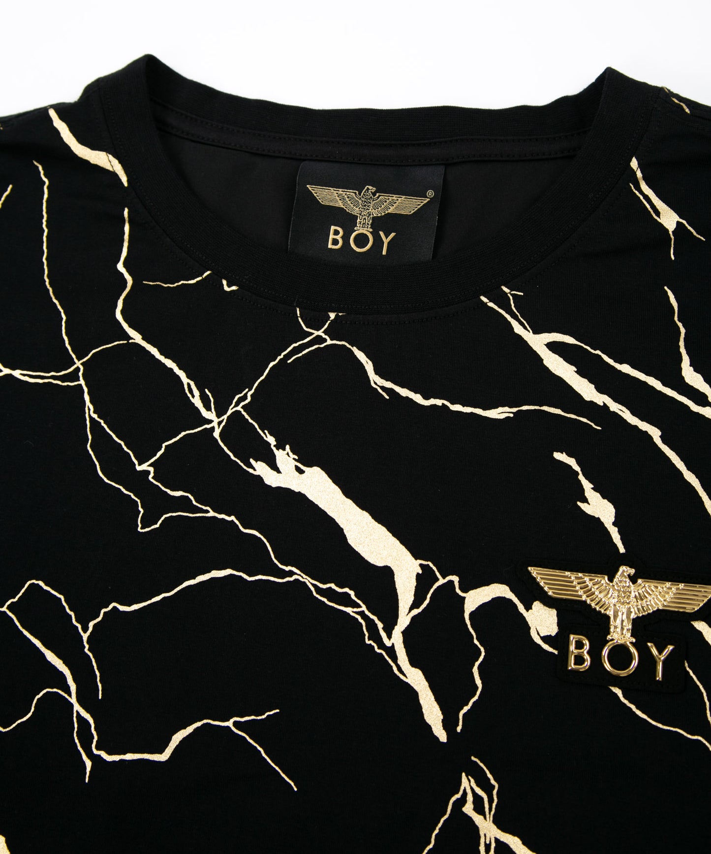 GOLDEN CRACKED PRINT TEE BLACK【B223N0100802】