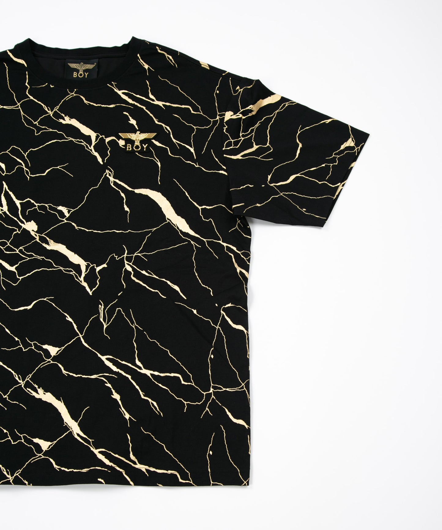 GOLDEN CRACKED PRINT TEE BLACK【B223N0100802】