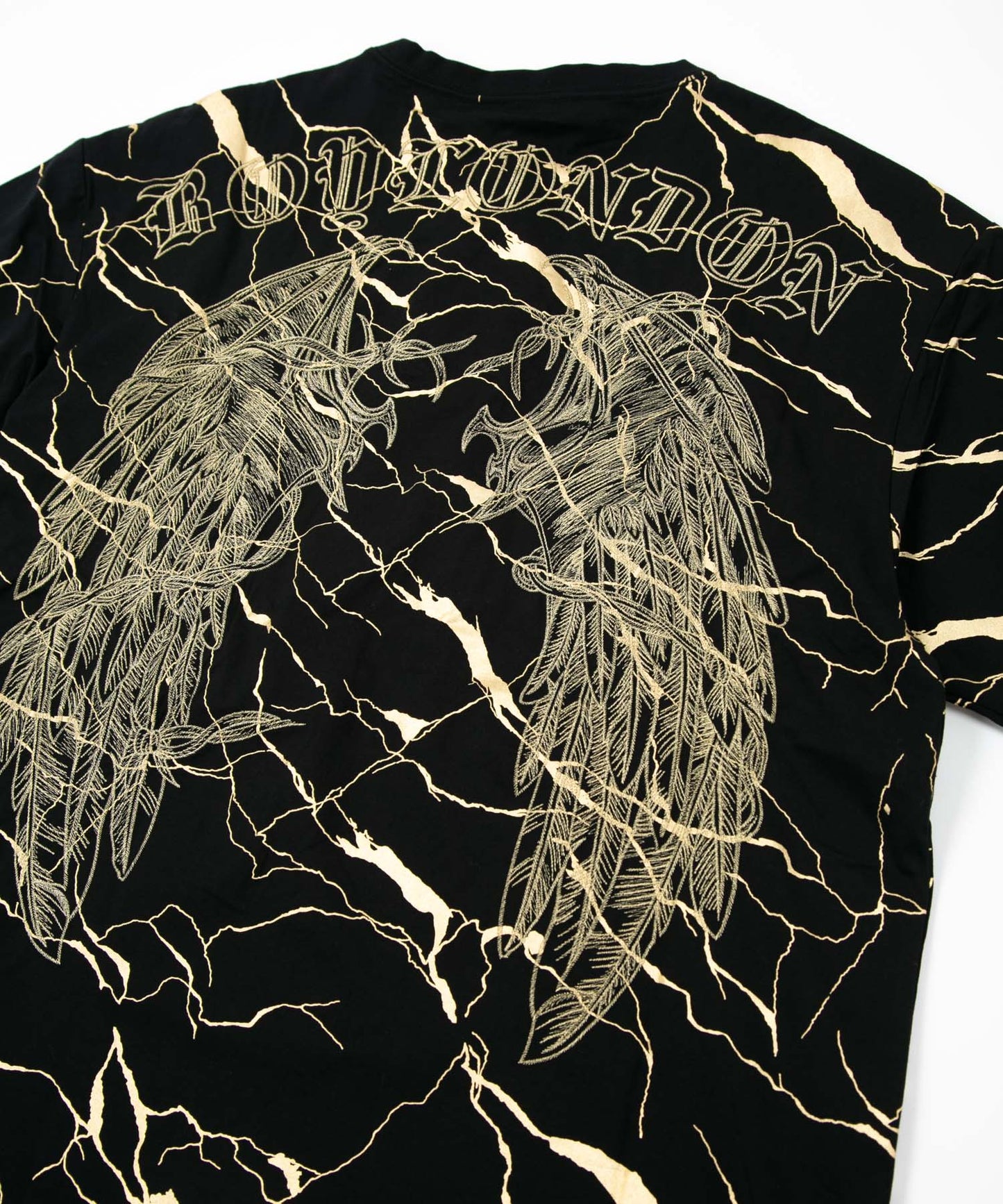 GOLDEN CRACKED PRINT TEE BLACK【B223N0100802】