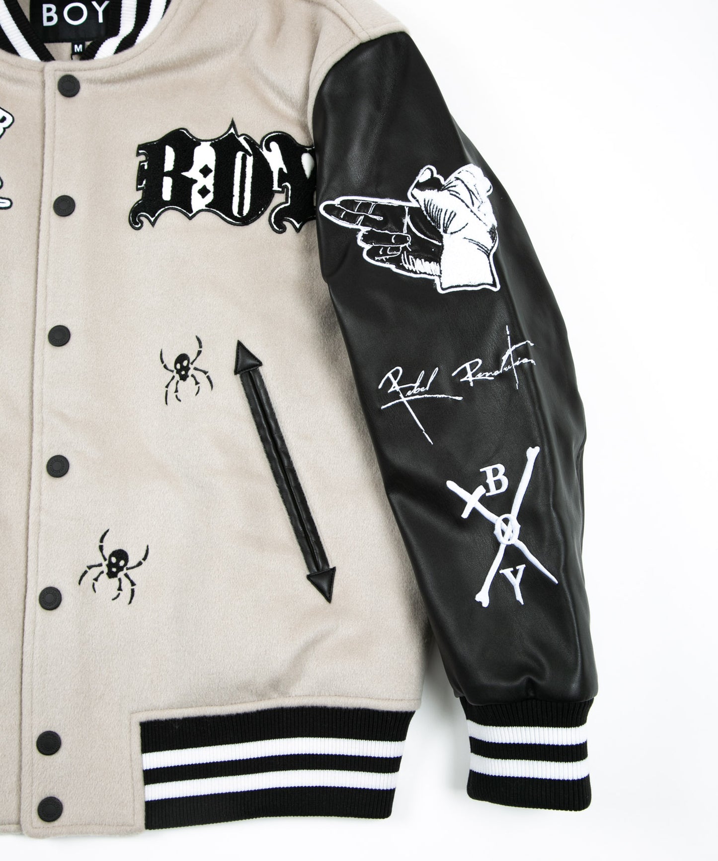 EMBROIDERY PATCH STADIUM JACKET GREY【B224M2970308】