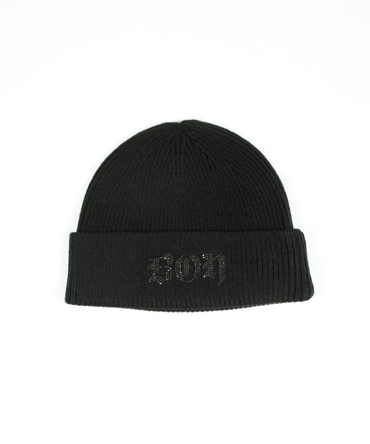 BOY RHINESTONE KNIT CAP BLACK【B224N9000502】