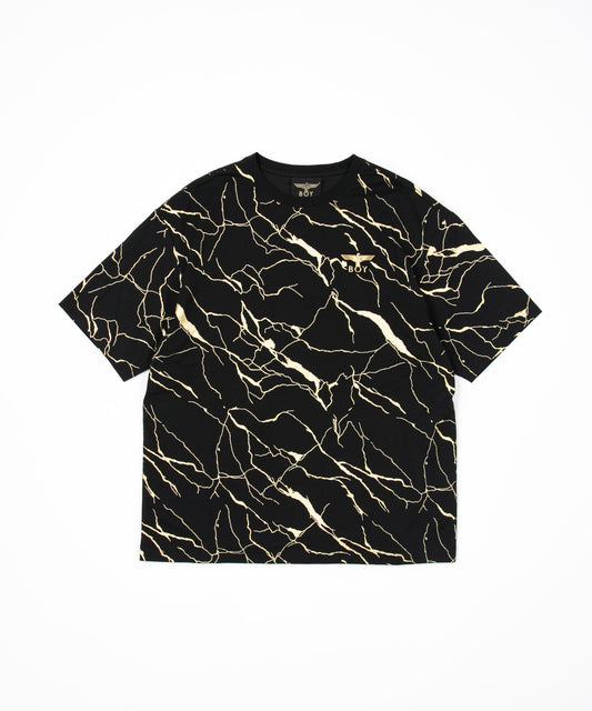 GOLDEN CRACKED PRINT TEE BLACK【B223N0100802】