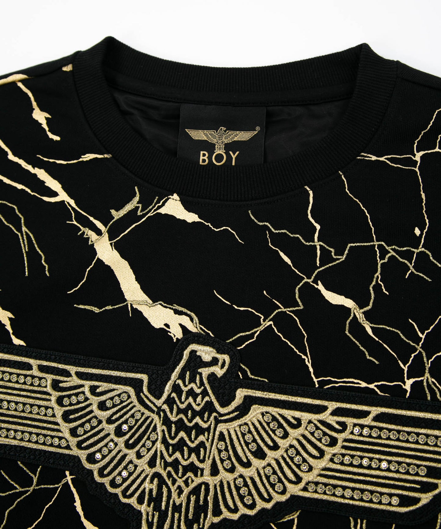 3D EMBROIDERY CRACKED PRINT SWEAT BLACK【B223N0300302】