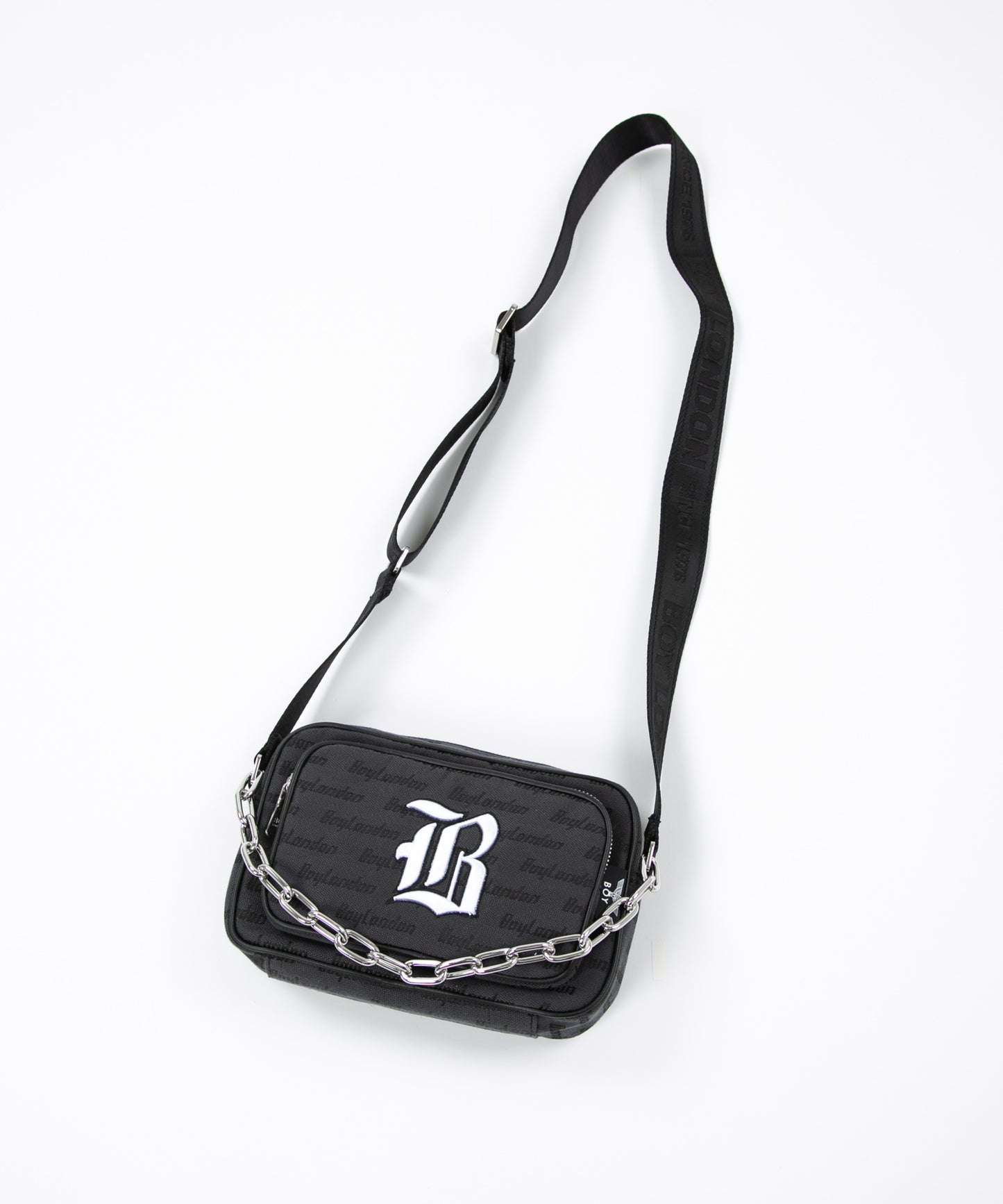 CHAIN DESIGN SHOULDER BAG  BLACK【B223N8500302】
