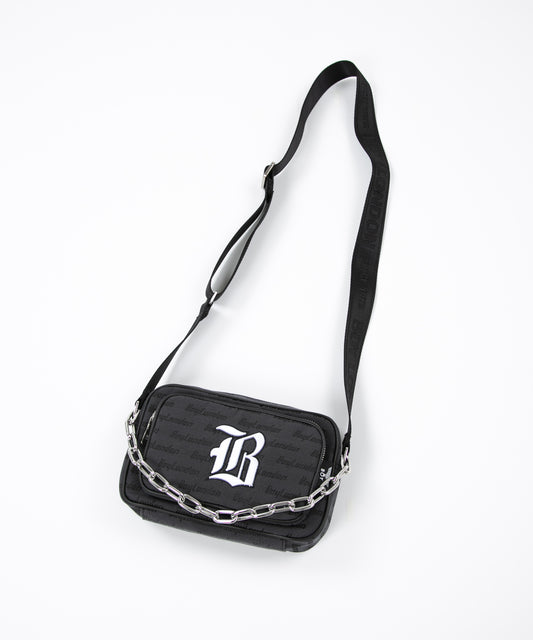 CHAIN DESIGN SHOULDER BAG BLACK【B223N8500302】